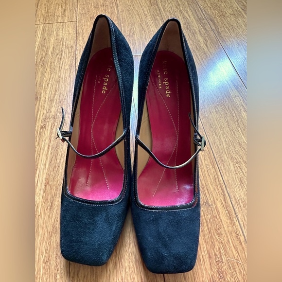 kate spade Shoes - Kate Spade Black Suede Mary Jane Heels – Size 7 1/2